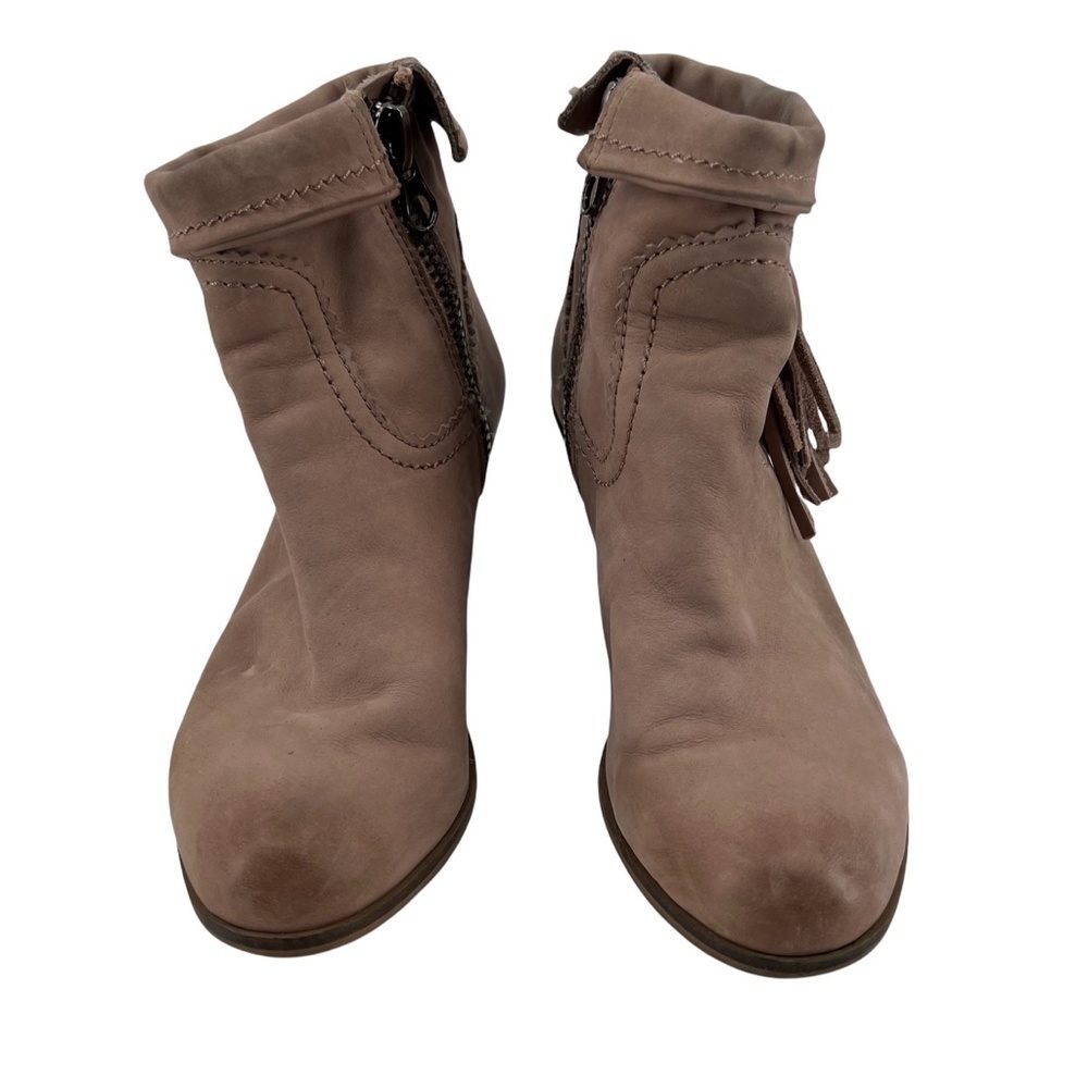 Sam Edelman Tan Louie Western Fringe Stack Heel Ankle Boots Size 5 Women’s